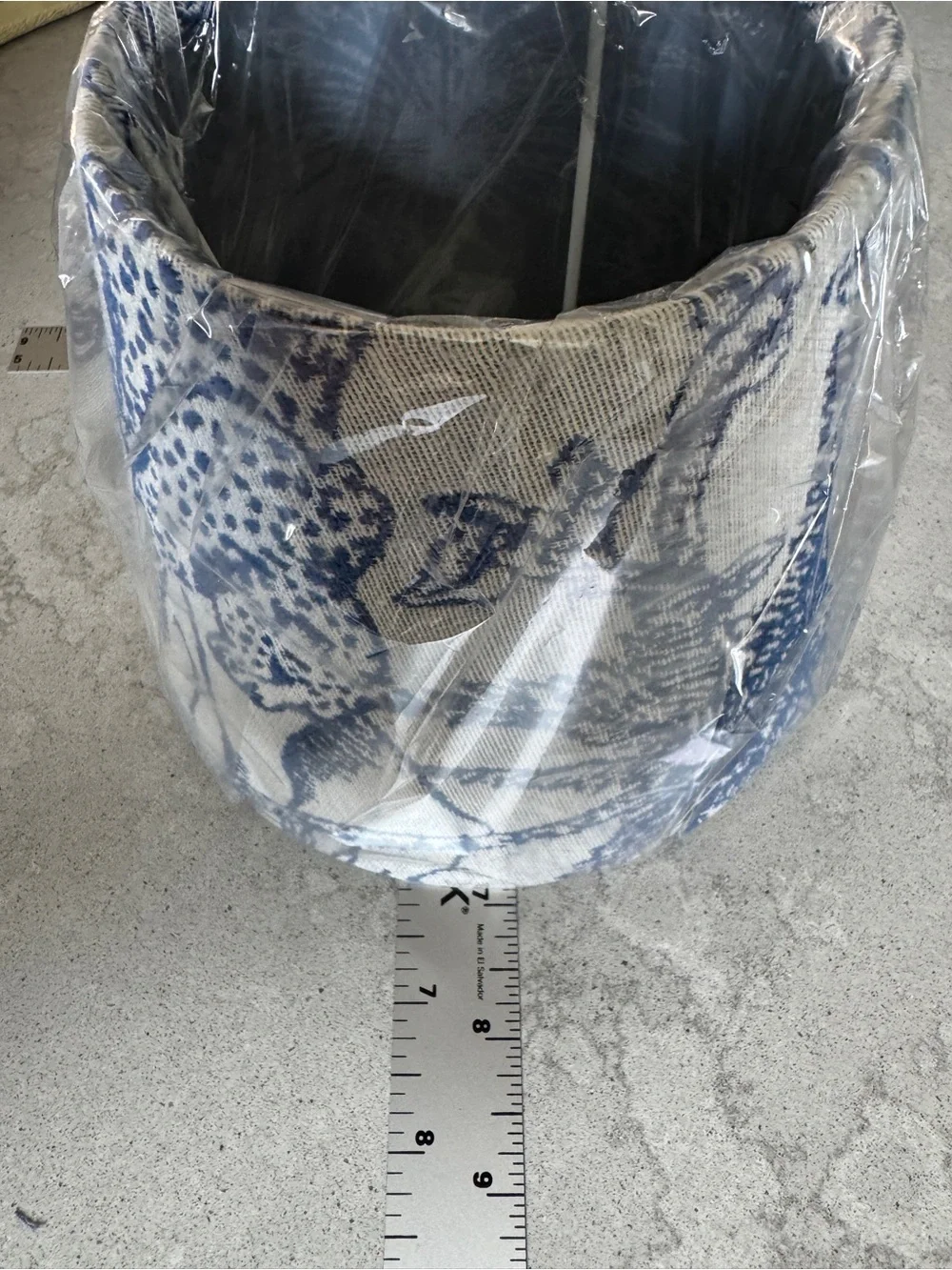 Blue Patterned Fabric Drum Lampshade - Home Accents